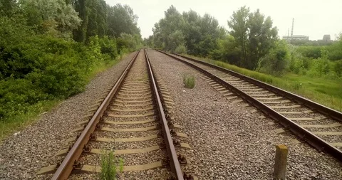 The two-track railway goes into suspense. Stock Footage 101644124