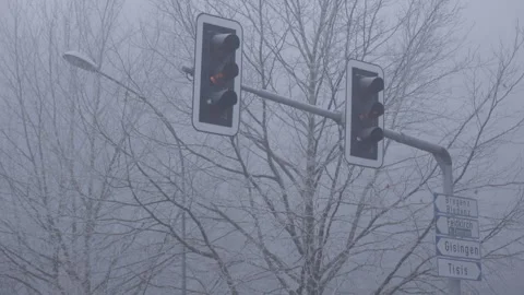 Two traffic lights flash orange Stock Footage 264840921