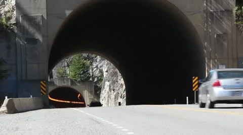 Two Traffic Tunnels Thru Mountain: Hell's Gate, Fraser Canyon, Canada Video stock 11880343