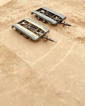 Two trailers in the square. Stock Photos