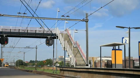 Two train and station Stock Footage 1215437