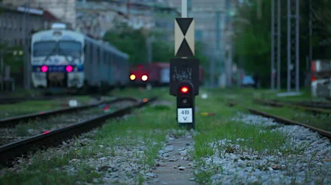 Two Train leaving and entering the station Stock Footage 37081075