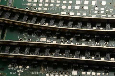 Two train rails on printed circuit Stock Photos