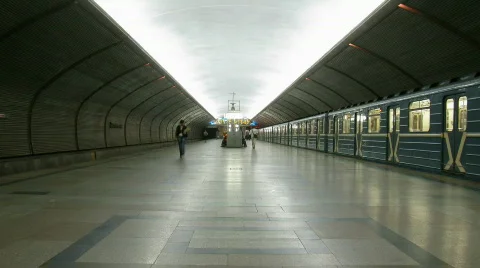 Two trains arrive and leave from station. Time lapse. Stock Footage 501446