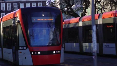 Two trains crossing each other  captured in slow motion. 库存影片 234117660