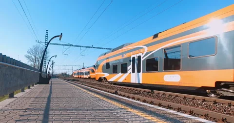 Two trains going to meet each other Stock Footage 62812571