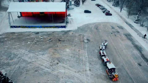 Two trains near the tree Stock Footage 100593173