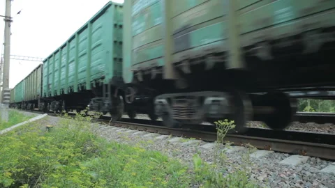 Two trains pass at high speed. Video stock 93117691