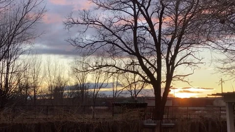 Two trains running at sunset.  December 27, 2019 Belen, New Mexico Stock Footage 304407750