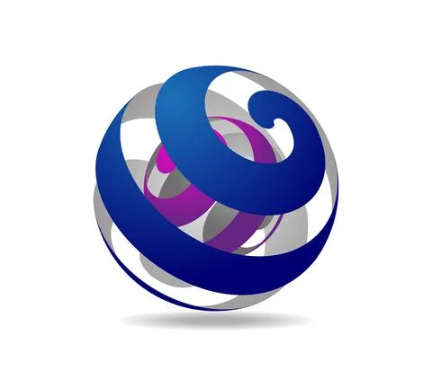 Two transparent balls one inside another made of spirally arranged ribbons Stock Illustration