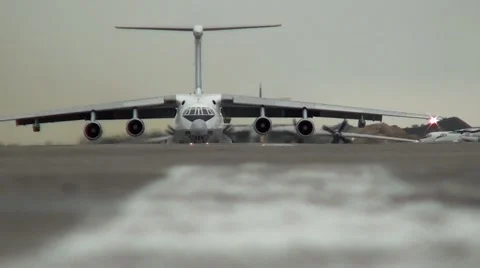 Two transport planes, they rule on the airfield Video stock 69016356