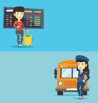 Two transportation banners with space for text. Stock Illustration