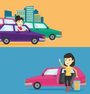 Two transportation banners with space for text. Stock Illustration