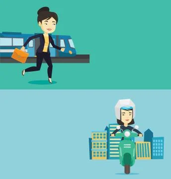 Two transportation banners with space for text. Stock Illustration