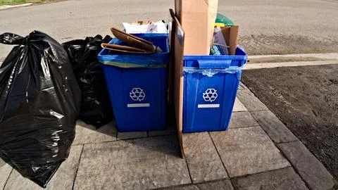 Two Trash Cans on Toronto Roadside Stock Photos