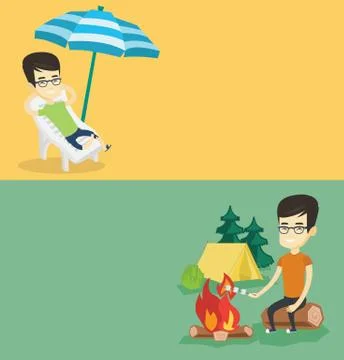 Two travel banners with space for text. イラスト素材
