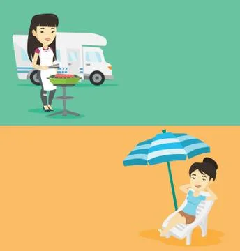Two travel banners with space for text. Stock Illustration