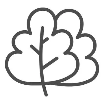 Two tree leaves line icon. Oak foliages vector illustration isolated on white Stock Illustration