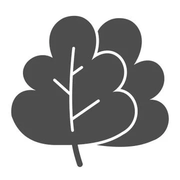 Two tree leaves solid icon. Oak foliages vector illustration isolated on white Stock Illustration