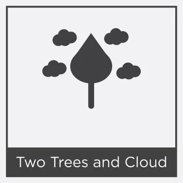 Two Trees and Cloud icon isolated on white background Free Stock Illustration