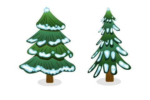 Two trees covered with snow Stock Illustration