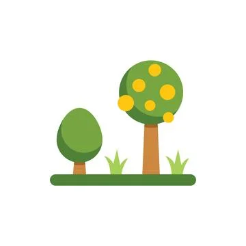 Two trees growing in the garden illustration Stock Illustration