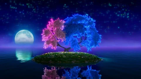 Two trees in shape of heart in the sea Stock Footage 339244984