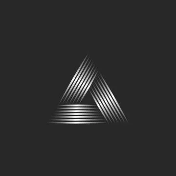 Two triangle logo creative graphic design, infinity shape from thin silver gr Illustrazione stock