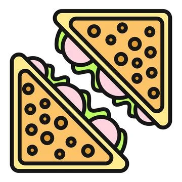 Two triangle sandwiches with ham and lettuce filling Stock Illustration