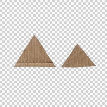 Two triangle shapes made from brown corrugated cardboard paper material for.. Stock Photos