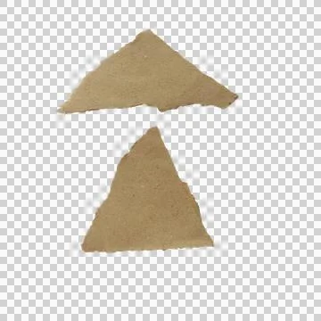 Two triangle shapes made of rough brown recycled cardboard paper texture is.. Stock Photos