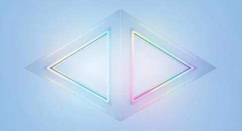 Two triangles creating rhombus shape with pastel colors and neon lights Stock Photos