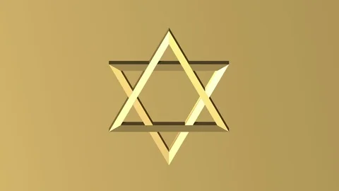Two triangles in slow movement make a star of David, gold color Stock Footage 120340949