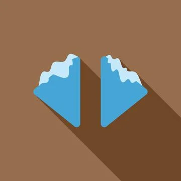 Two triangular icebergs floating with snow on top, minimalist icon design Illustrazione stock