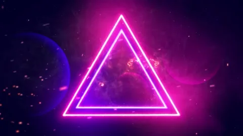 Two triangular neon signs with fire sparkle 4K Loop Stock Footage 324897575