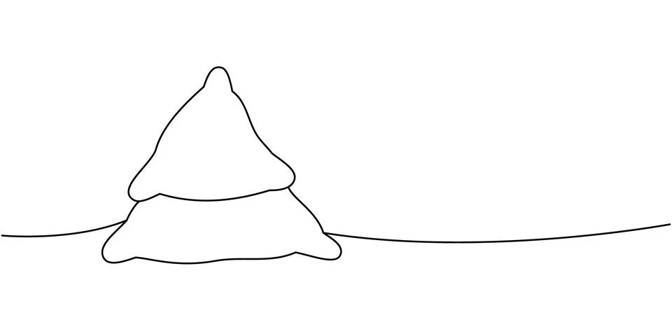 Two triangular pillows one line continuous drawing. Warm cozy pillows. Vector Illustrazione stock