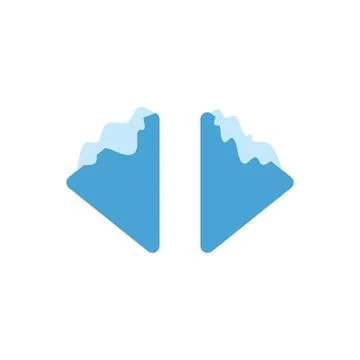 Two triangular shaped icebergs melting with snow on top Stock Illustration