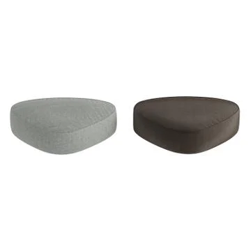 Two triangular tissue soft poufs on a white background. 3d rendering Stock Illustration