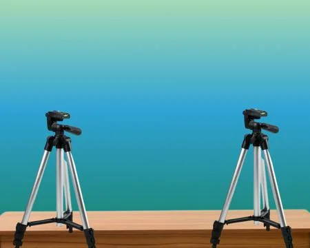 Two tripod standbys and a multi-colored background for presentations Stock Illustration