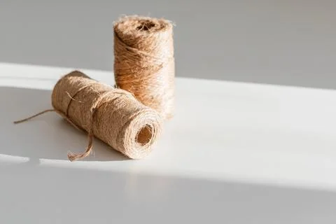 Two trolls of twine hemp string Stock Photos