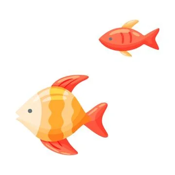 Two Tropical Fish Orange Red Swimming Clipart Illustrazione stock