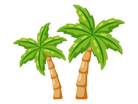 Two Tropical Palm Trees Flat Illustration Stock Illustration