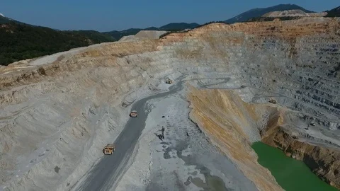 Two trucks go to the quarry Video stock 84035336