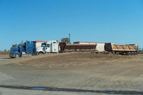 Two Trucks At A Rest Stop Stock Photos
