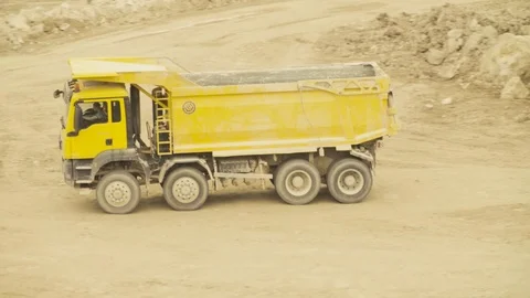 Two trucks on a road in quarry Stock Footage 75473034