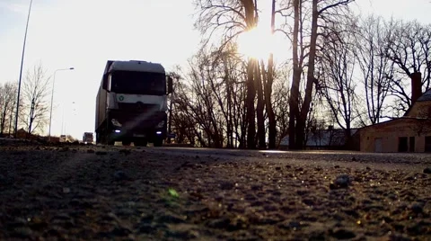 Two Trucks rode very close to camera HD Stock Footage 40682327