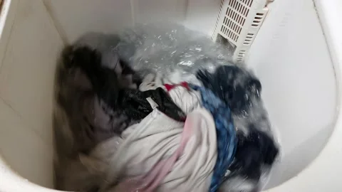 The two-tube washer is doing its job Stock Footage 232277501