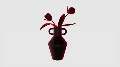 Two Tulips Vase Red Stock Footage 308022175