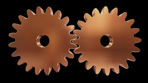 Two turning and meshing gears, loops. Stock Footage 335267154