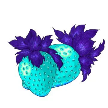 Two turquoise strawberries on a white background Stock Illustration